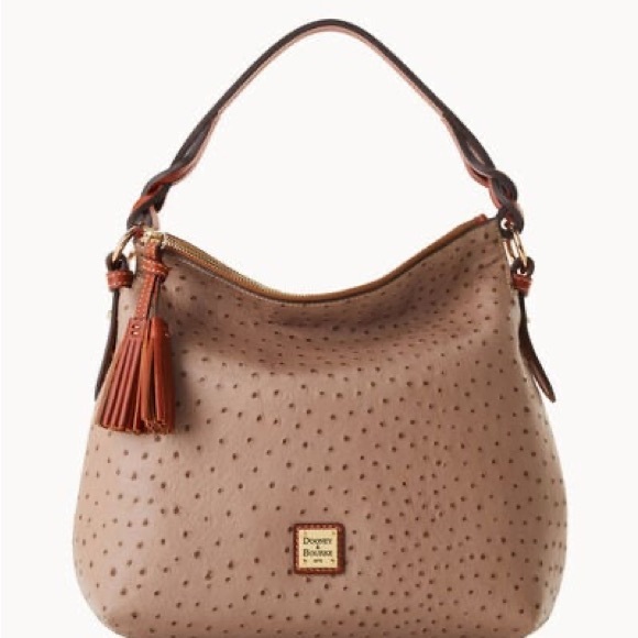 Dooney & Bourke Handbags - Dooney & Bourke Light Taupe Ostrich Hobo Bag